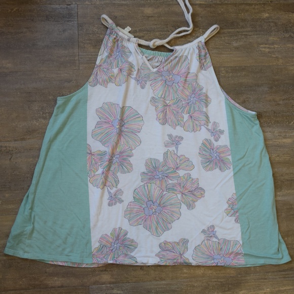 Deletta Sorin Floral Halter Boho Tank Silk Rayon - Picture 2 of 6